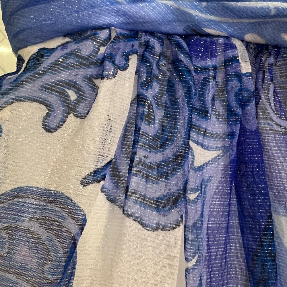 Aidan Mattox Ethereal Goddess Chiffon Gown Blue Porcelain Grecian Coastal Size 0 - Picture 9 of 13